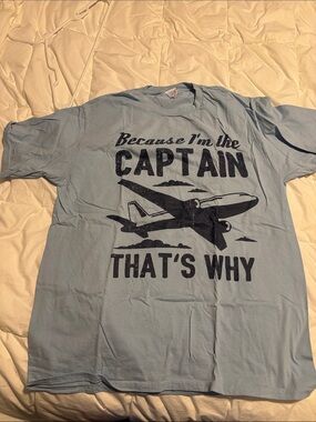 Because I'm the Captain That's Why Graphic Tee - Light Blue